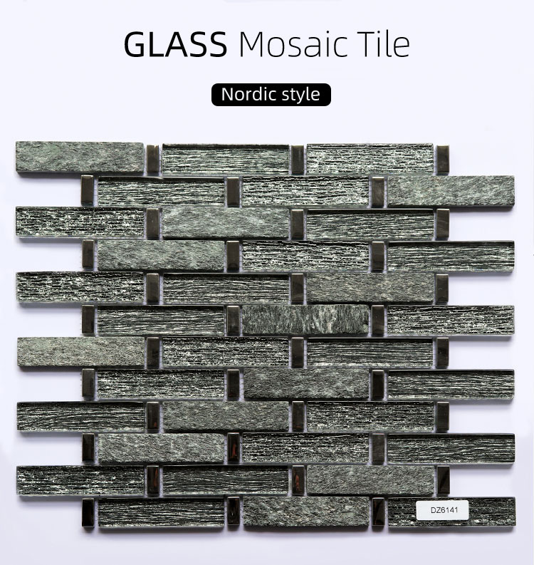 Lámina de acero inoxidable y decoración de pared de azulejos de mosaico de cristal