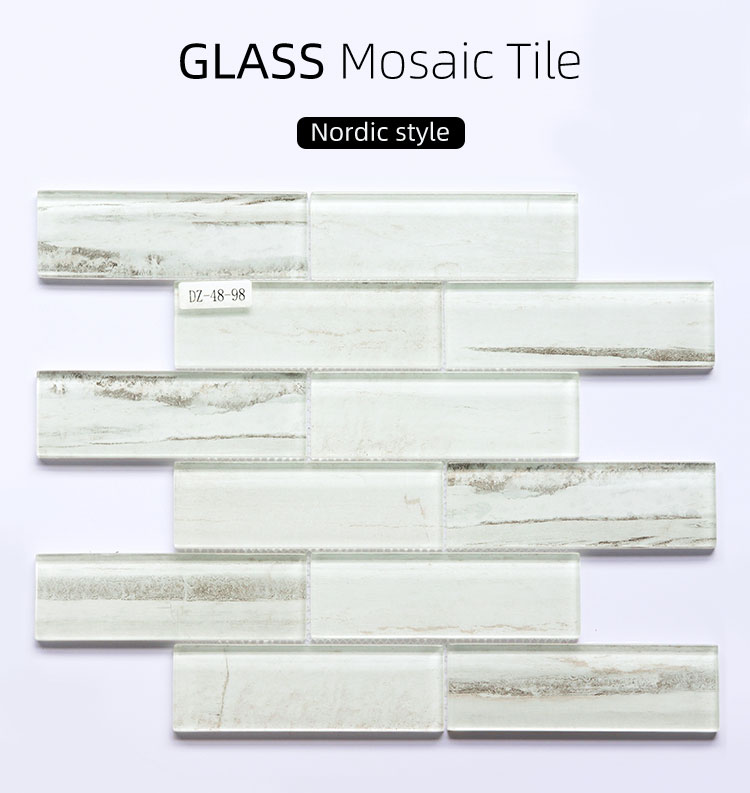 Azulejos de pared de mosaico de acero inoxidable de mezcla de vidrio de estilo moderno para barra, baño, protector contra salpicaduras de cocina