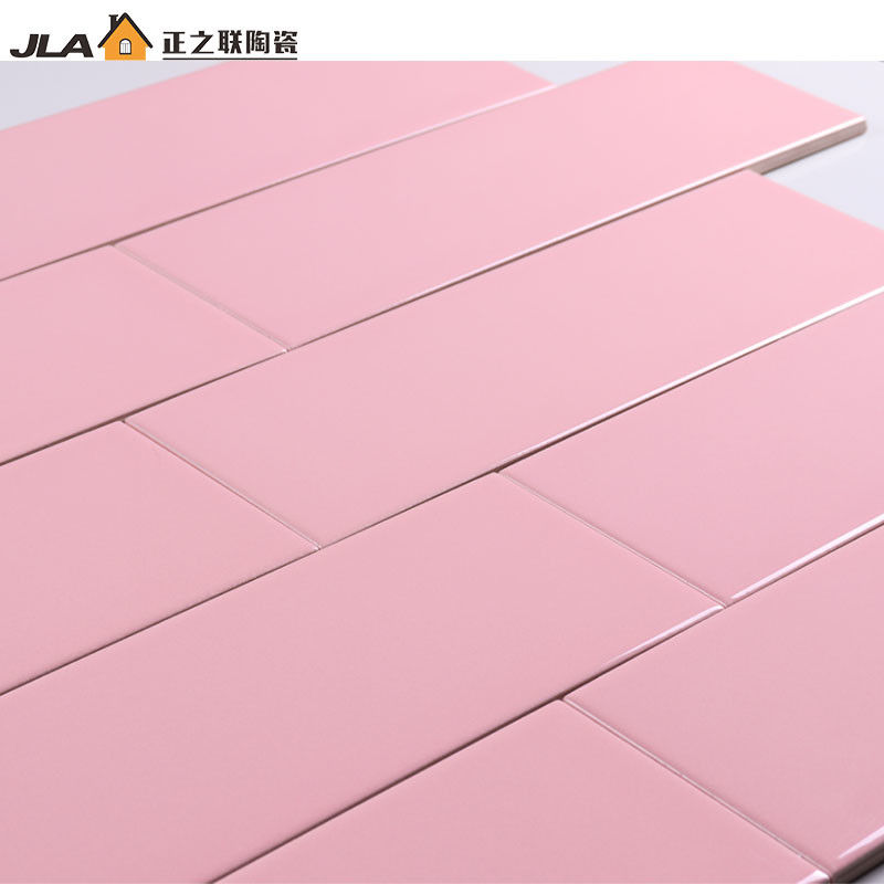4x12 Azulejos de pared acristalados de cerámica decorativa diseño de baño rosa de 7.5 mm de espesor