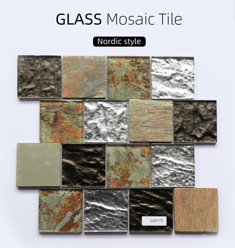 Nuevo diseño de mosaico de vidrio metálico gris oscuro para pared de salpicaduras